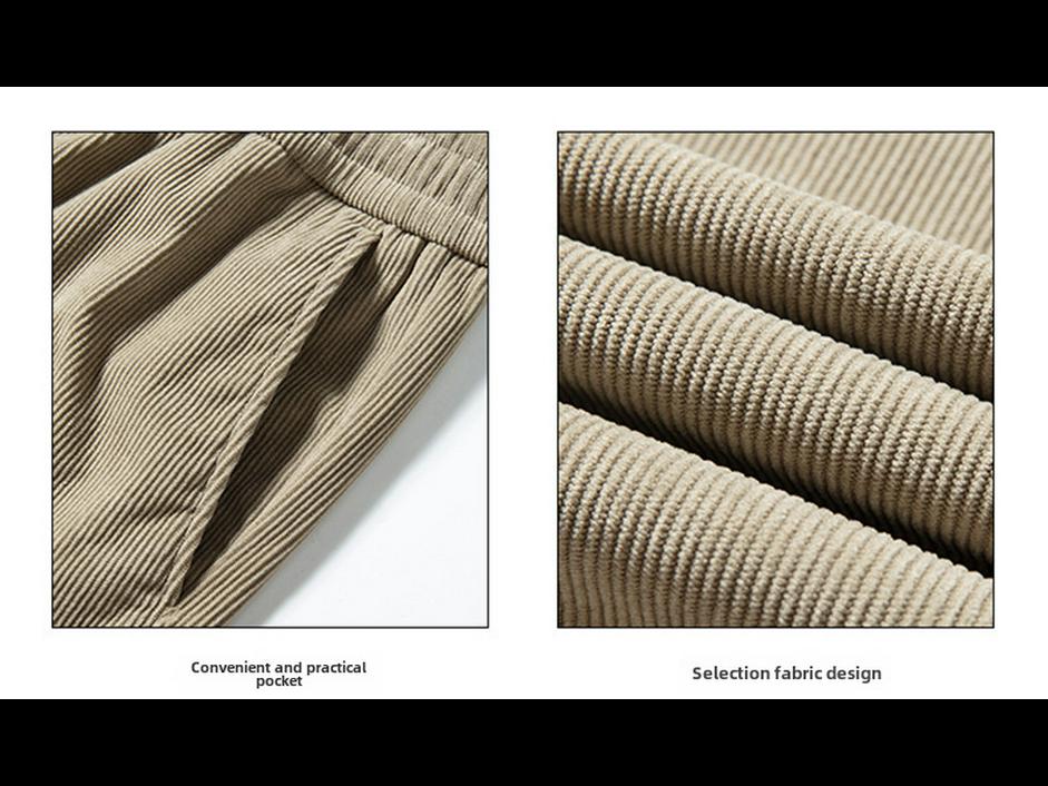 Men's Loose Fit Corduroy Casual Pants - Soft, Breathable, Elastic Waist with Drawstring