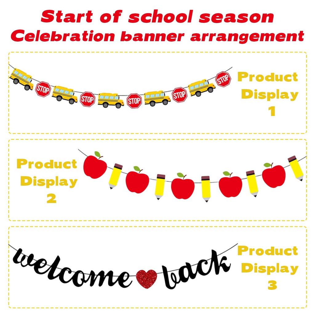 School Classroom Decoration School Bus Pencil Pull Flag Pull Flower Banner