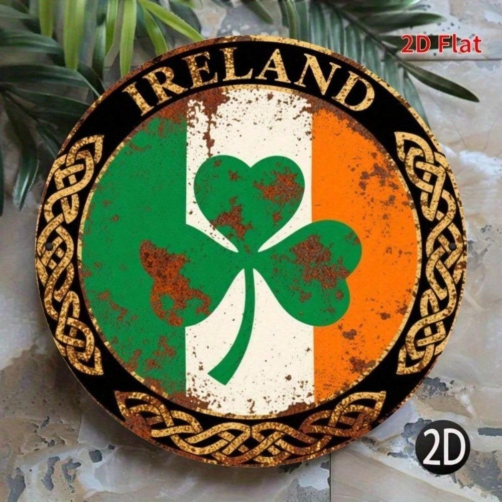Vintage Ireland The Metal Tin Sign 8x8 Inch Wall Art, Irish Flag Retro Home Decor for Bar Pub Man Cave, Pub Metal Plaque Rustic