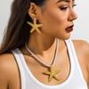 Exaggerated Boho Metal Big Starfish Star Pendant Choker Necklace Women Summer Punk White Chunky Chain Y2K Jewelry Accessories