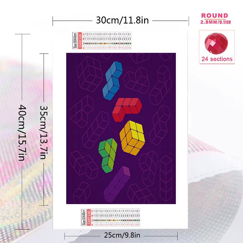 Tetris 100% Round Full Drill 5D DIY Diamond Painting Embroidery Cross Stitch Rhinestone Décor