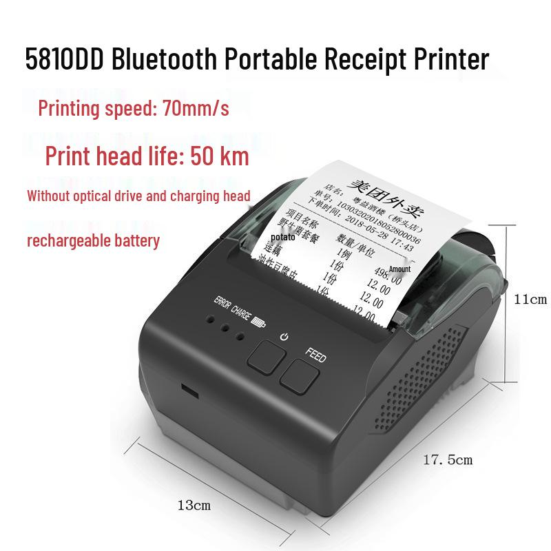 58mm Bluetooth Portable Thermal Receipt Printer for Supermarket and Takeaway Orders