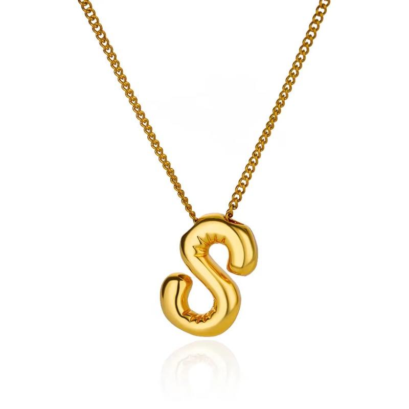 Fashion bubble font chubby English letters pendant necklace niche temperament collarbone chain