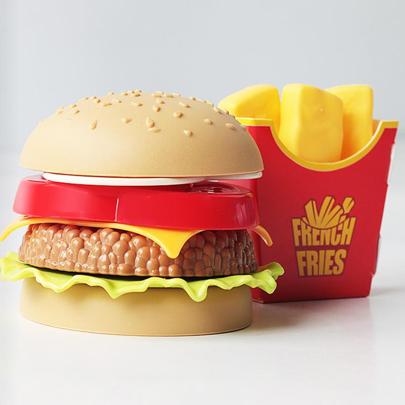 Children Simulation Food Toys Pretend Play Hamburger French Fries Kitchen Toy Set Miniature Snack Burger Educational Toys Baby