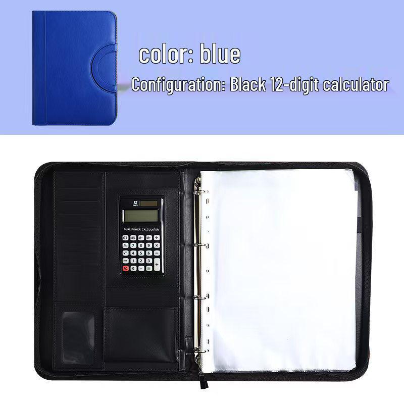 Multifunctional A4 Leather Zippered Business Folder