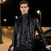 Futing Men's Biker Style Lapel Leather Jacket