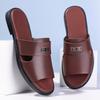 Slippers for Men Luxury Leather Slippers Summer New Open Toed Slippers for Men Casual Flat Sandals Large Size 48 Chanclas Hombre