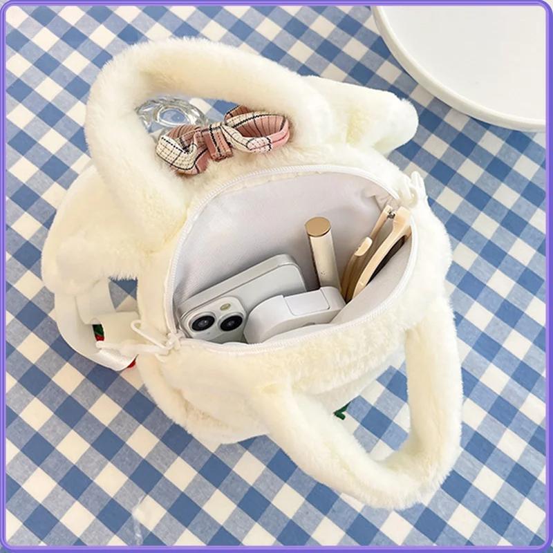 New Rabbit Kitten Plush Toy Backpack Stuffed Animal Rabbit Hold Peach Cat Hold Avocado Portable Shoulder Bag Girl Birthday Gifts
