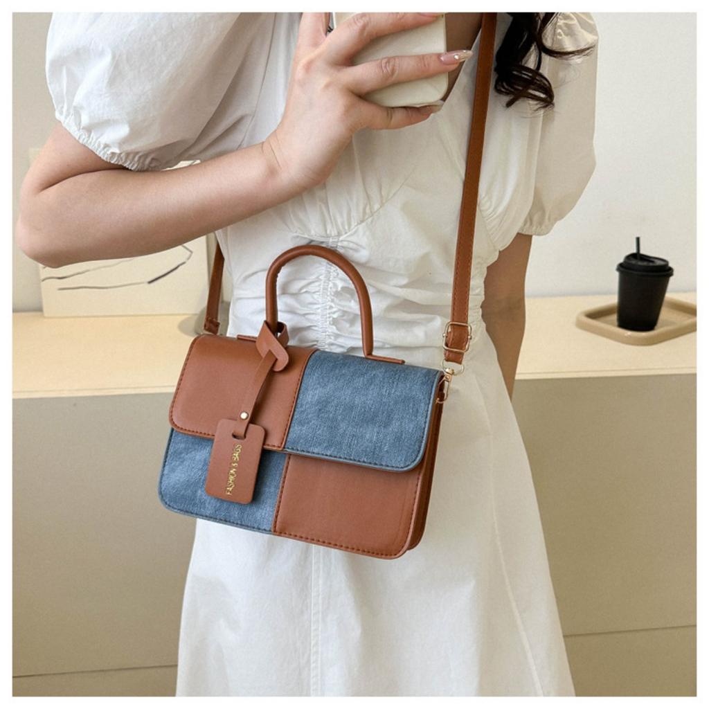 Small Square Bag with Niche Design Splicing and Contrasting Colors, Women's Daily Wear with Crossbody Bags and Fashionable Single Shoulder Bags