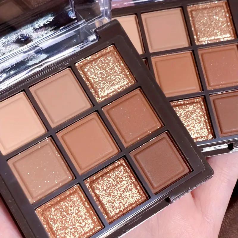 9 Colors Chocolate Eye Shadow Palette Pearly Matte Earth Color Eyeshadow Pallete Shiny Sequins Eye Pigments Lasting Makeup