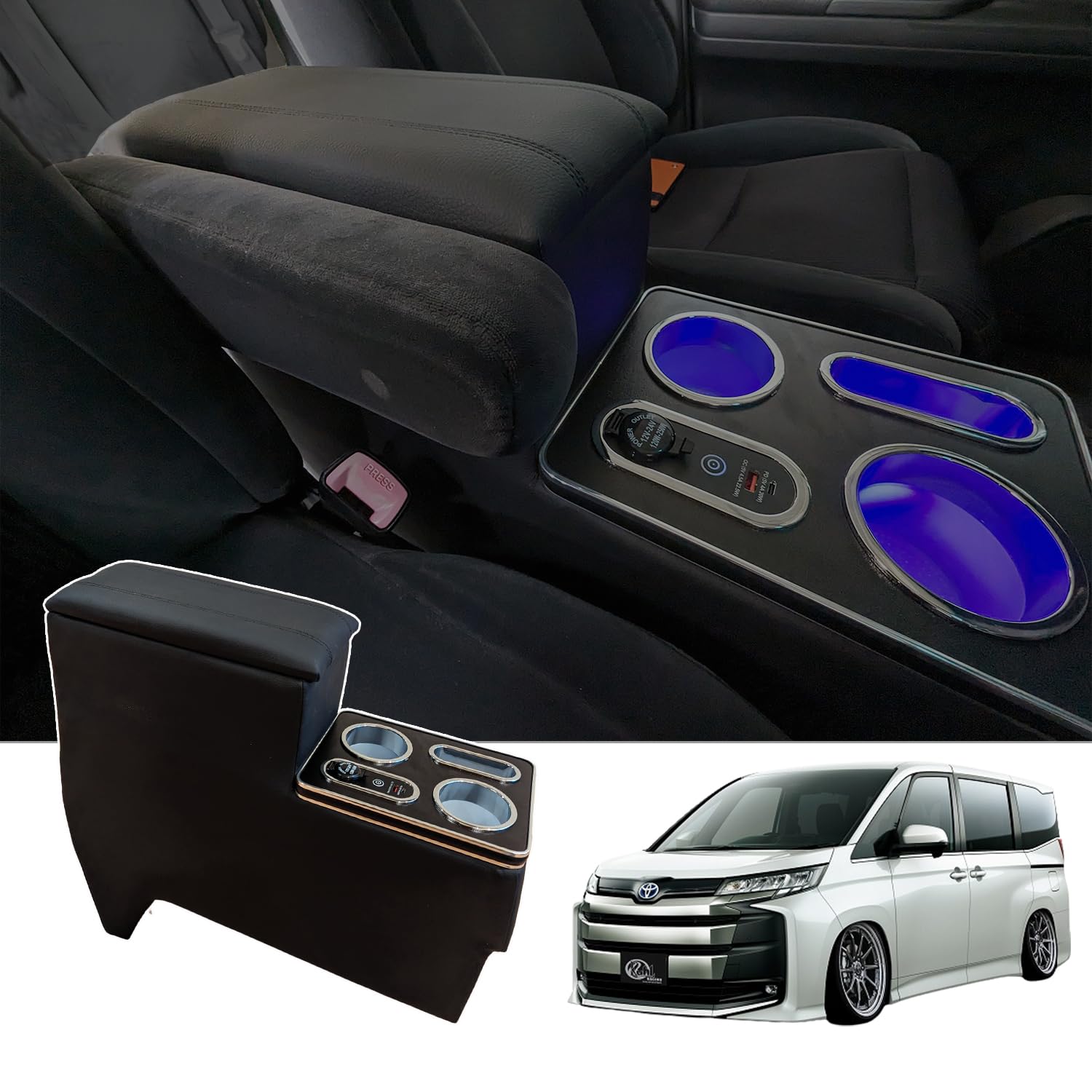 

CHIBADO Консоль для Toyota Совместимая с Новая Большая Емкость Быстрая Синяя Легкая Пользовательские Детали Бокс/Подлокотник Voxy/Noah (90 Серия), Бензиновые/Гибридные автомобили,