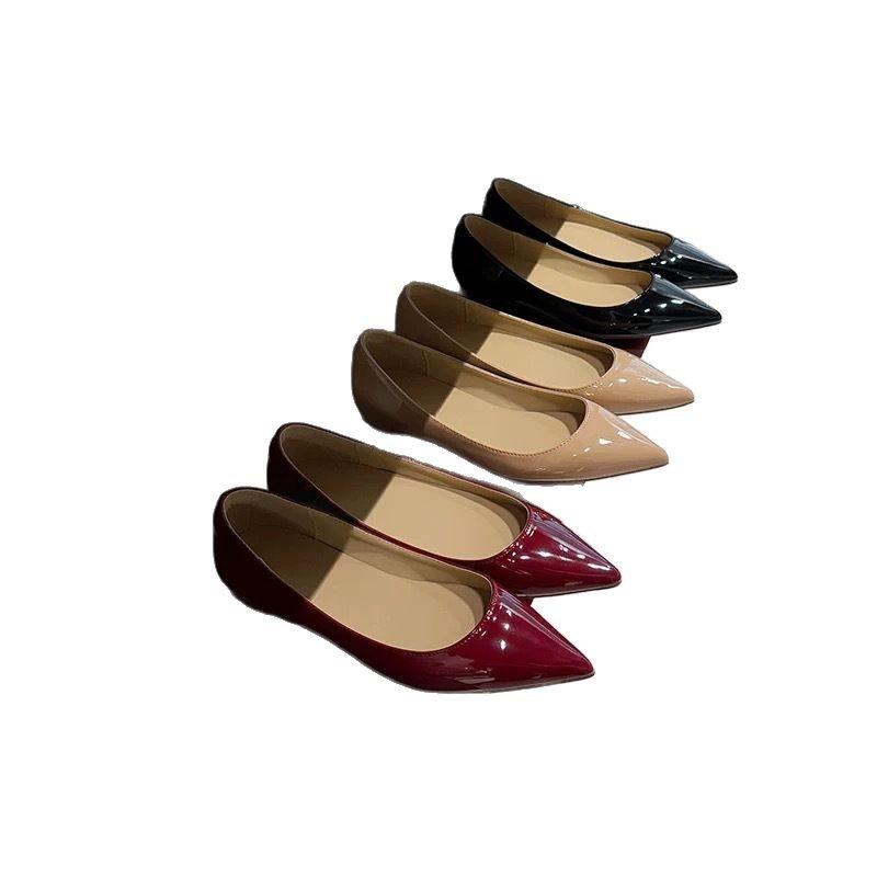 French sexy pointed head inner height increase of 2 cm soft leather shallow mouth wedding shoes women's shoes versatile temperament single sho