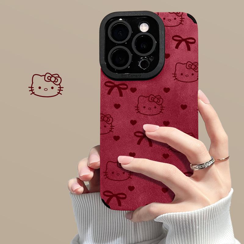 New Year's Love Cat Is Suitable for Apple 17Pro New 15 Flip Fur iPhon16promax Anti-drop Fine Hole 14