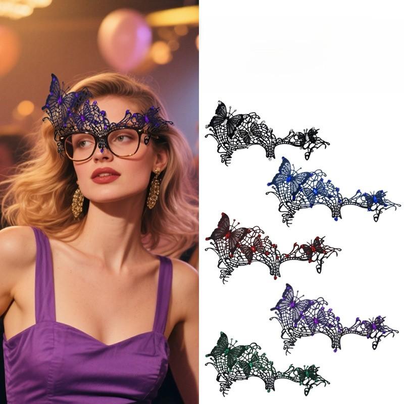 Anna Princess Lace Eye Mask With Rhinestones For Costume Party And Halloween Decor