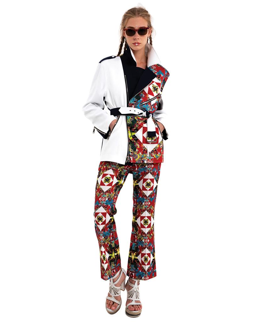 GREEDILOUS Red Geometric Pants