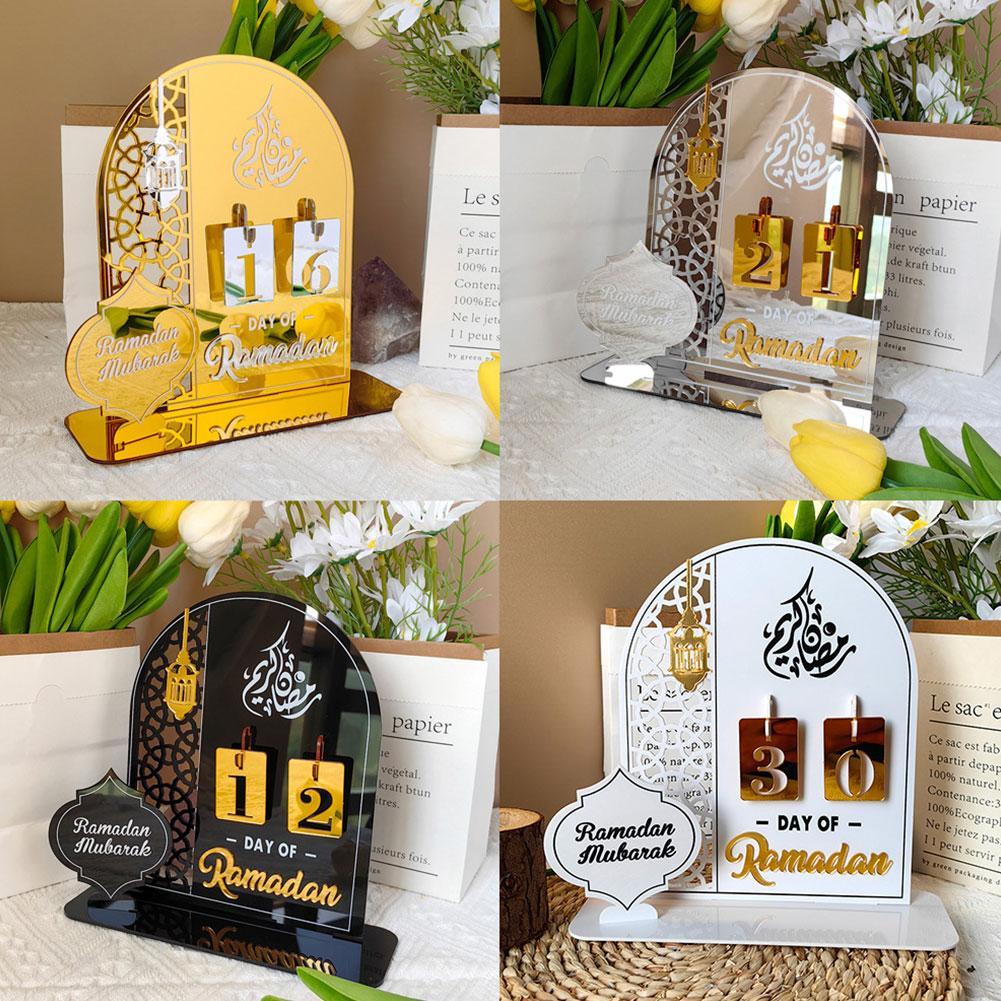 Acrylic Ramadan Countdown Calendar Eid Mubarak Advent Desk Calendar Muslim Festival Reminder Home Decor Islam Party Supplies