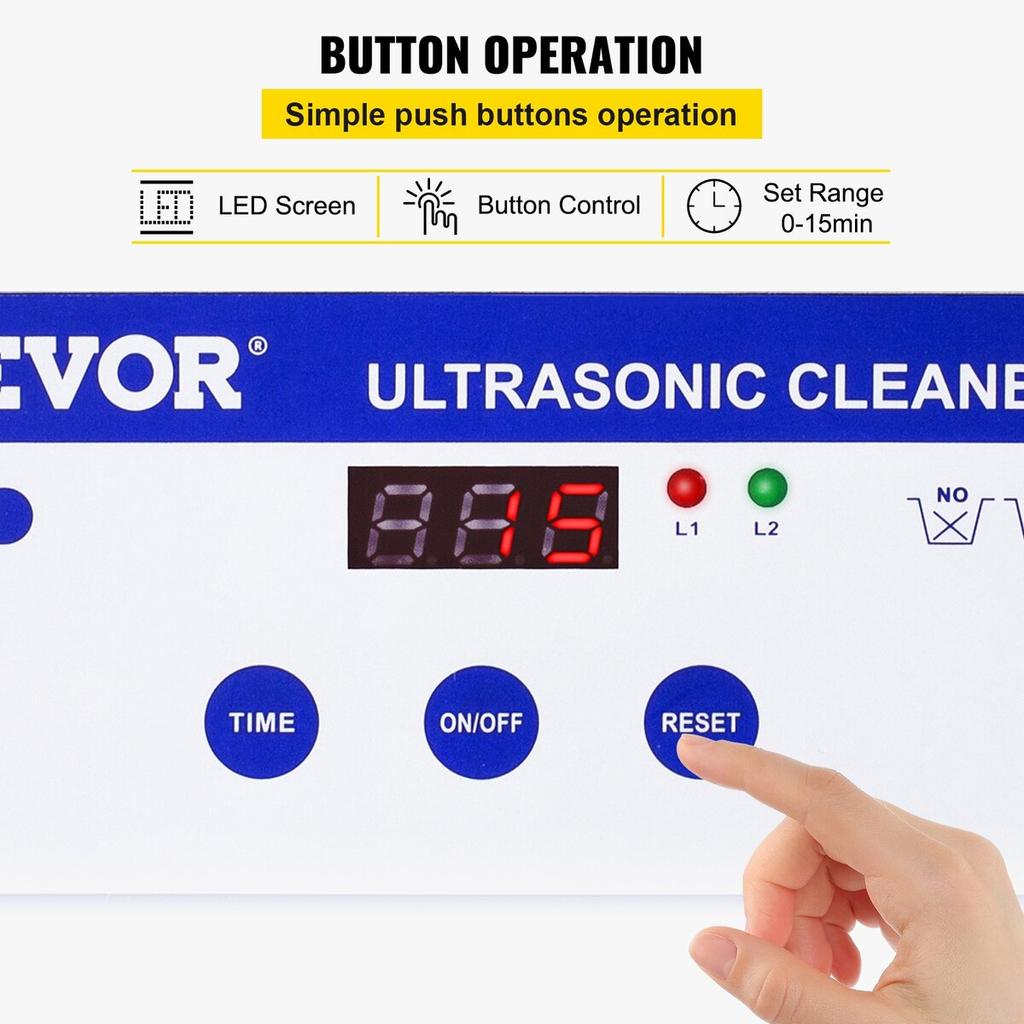 0.8L Ultrasonic Cleaners Digital Heater Timer for Cleaning Jewelry Cleaning Eyeglass 35W Stainless Steel for Commercial Personal Home Use