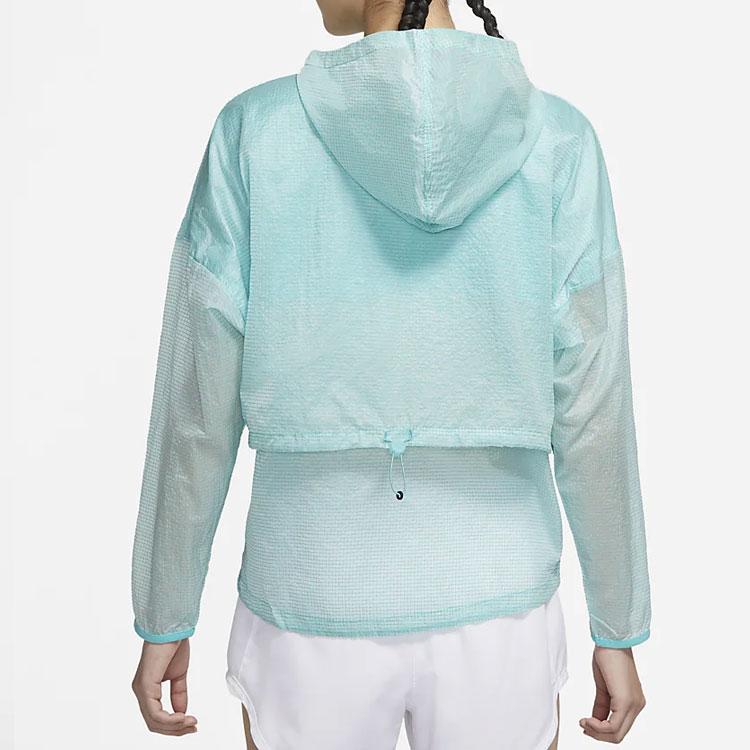 Nike Solid Color Logo Zip Long Sleeve Hooded Jacket Women jackets Washed-Teal DM7794-392