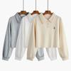 Polo-Kragen Sweatshirt Damen Locker Koreanischer Stil Ins College-Stil Vielseitig Hohe Taille Kurzes Oberteil