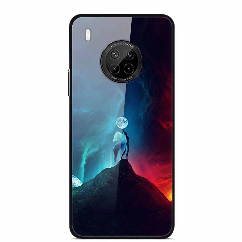 For Huawei Y9A Cases Y8P Y7P Y5P P40 Lite Tempered Glass Hard Back Covers For Huawei P Smart 2021 2020 Cases Bumper Painted Capa