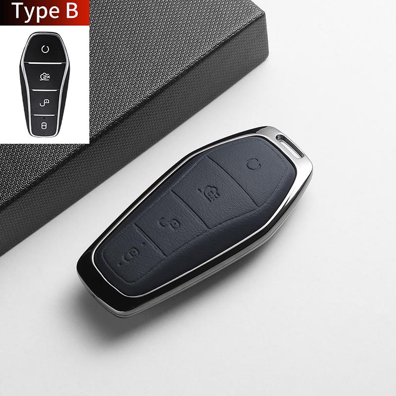 For BYD Han EV Dolphin Song Plus DMI Seagull Yuan UP Qin Pro Seal 06 Escort 7 Tang L Leather Metal Car Key Case Cover Accessorie