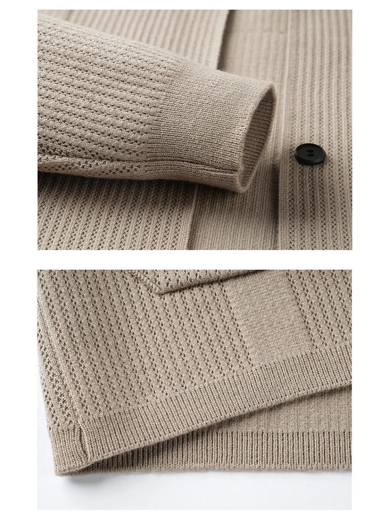 Woodpecker Men's Autumn Knitted Cardigan: Business Casual, Fashionable & Versatile for Middle-Aged Men