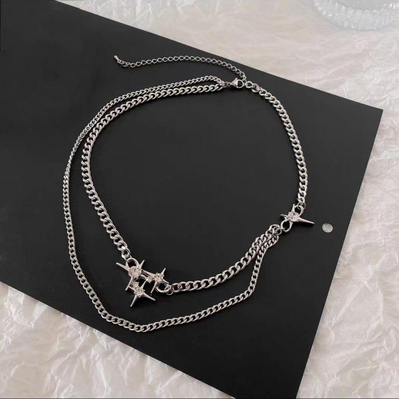 

Simple High-Grade Mango Zircon Double-Layer Stacked Necklace, Must-Have Collarbone Chain For Female Tide Sweet And Cool Babes