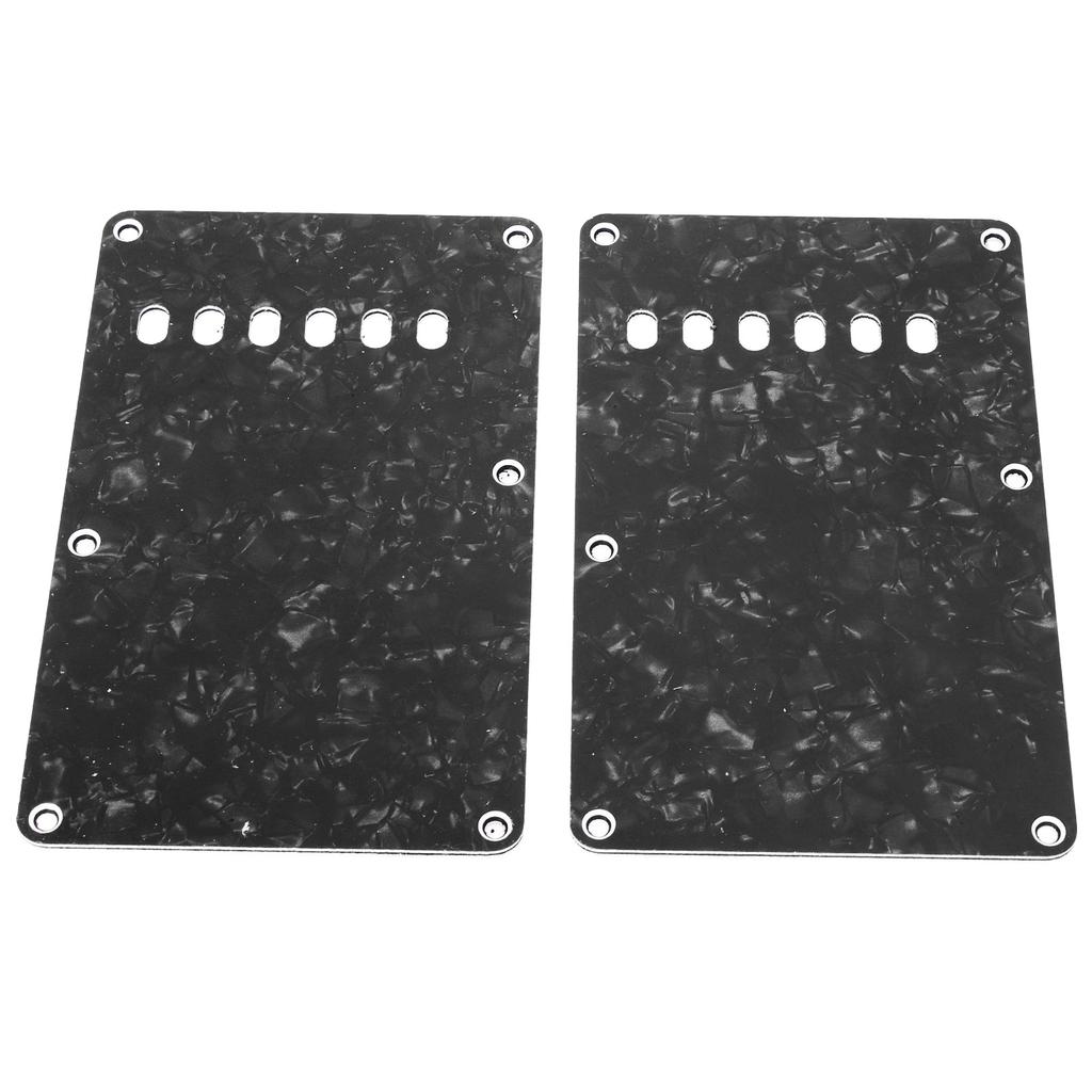 2PCS Electric Guitar Back Cover Plates with 6 Holes PVC Plastic Guitar Guard Backplate Replacement Black