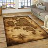 Ancient Nautical Chart World Map Compass Rug Carpet for Living Room Bedroom Decor,Floor Mat Non-slip Decoration for Sofa Doormat