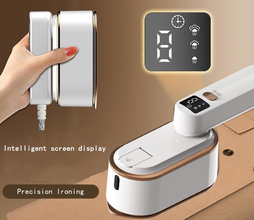 3-Stufen Handdampfbügeleisen mit LCD-Bildschirm 1300W für Zuhause und Reise Tragbar 9S Schnelles Aufheizen Dampfgerät für Kleidung (Weiß, Einheitsgröße)
