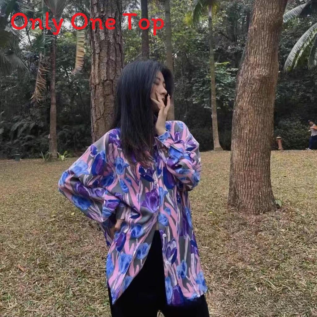 Vintage Spring Port Style Printed Shirt With Polyester Fabric For Casual Girls