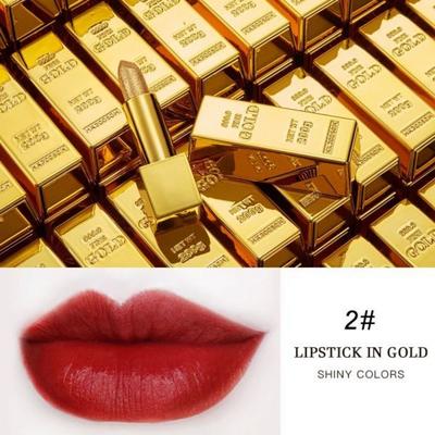 Glitzer-Lippenstift, feuchtigkeitsspendendes Make-up, samtig, matt, goldfarbener Lippenstift, wasserfester Lippenstift, glänzendes Rot
