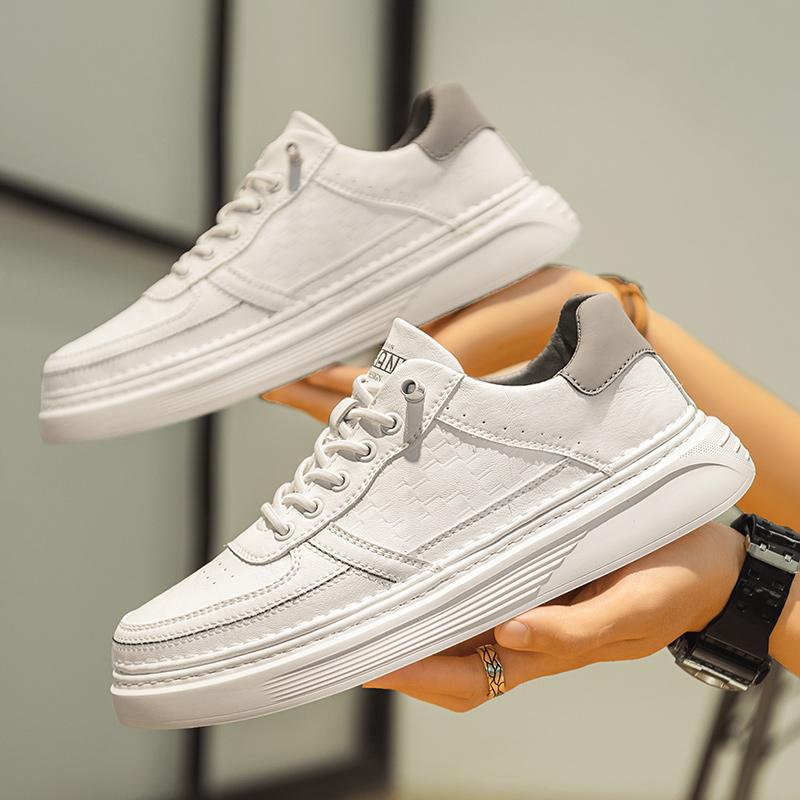 Men Leather Shoes Outdoor Fashion Comfortable Flat Shoes Trendy Casual Sneakers Men Lace Up Oxfords Shoes Men Soft Basic Shoes