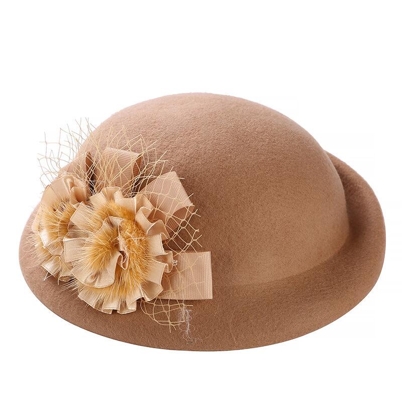2017 Winter Beret Hat For Women's 100%Real Wool Beret Hat Fashion Female Beanie Cap Brand Flower French Trilby Soft Church Hat
