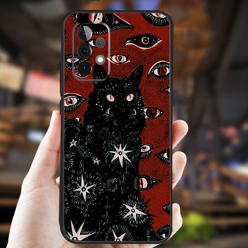 Death Tarot Cat Case For Samsung Galaxy A32 A56 A16 A15 A22 A52 A54 A14 A26 A36 A55 A35 A05 A06 A53 A33 A13