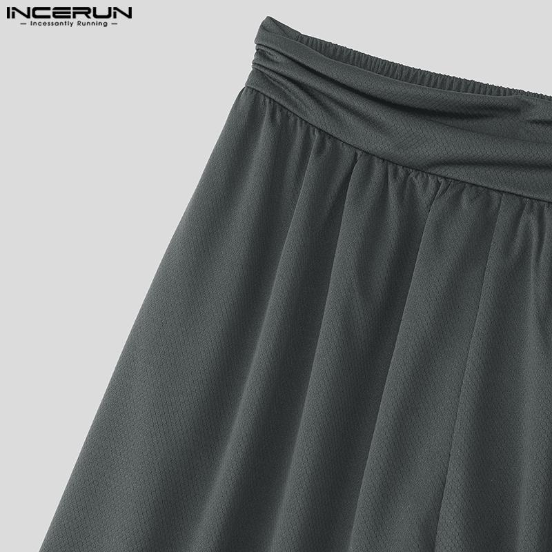 INCERUN Men Elastic Waist Irregular Layers Texture Casual Long Harem Pants Trousers