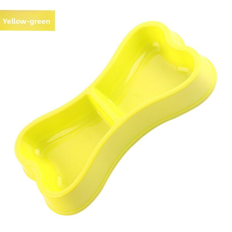 

Pet Double-bowl Pp Plastic Bone-shaped Dog Bowl for Drinking Water, Double-bowl Cat Food Utensils, Dog Food Basin зелёный
