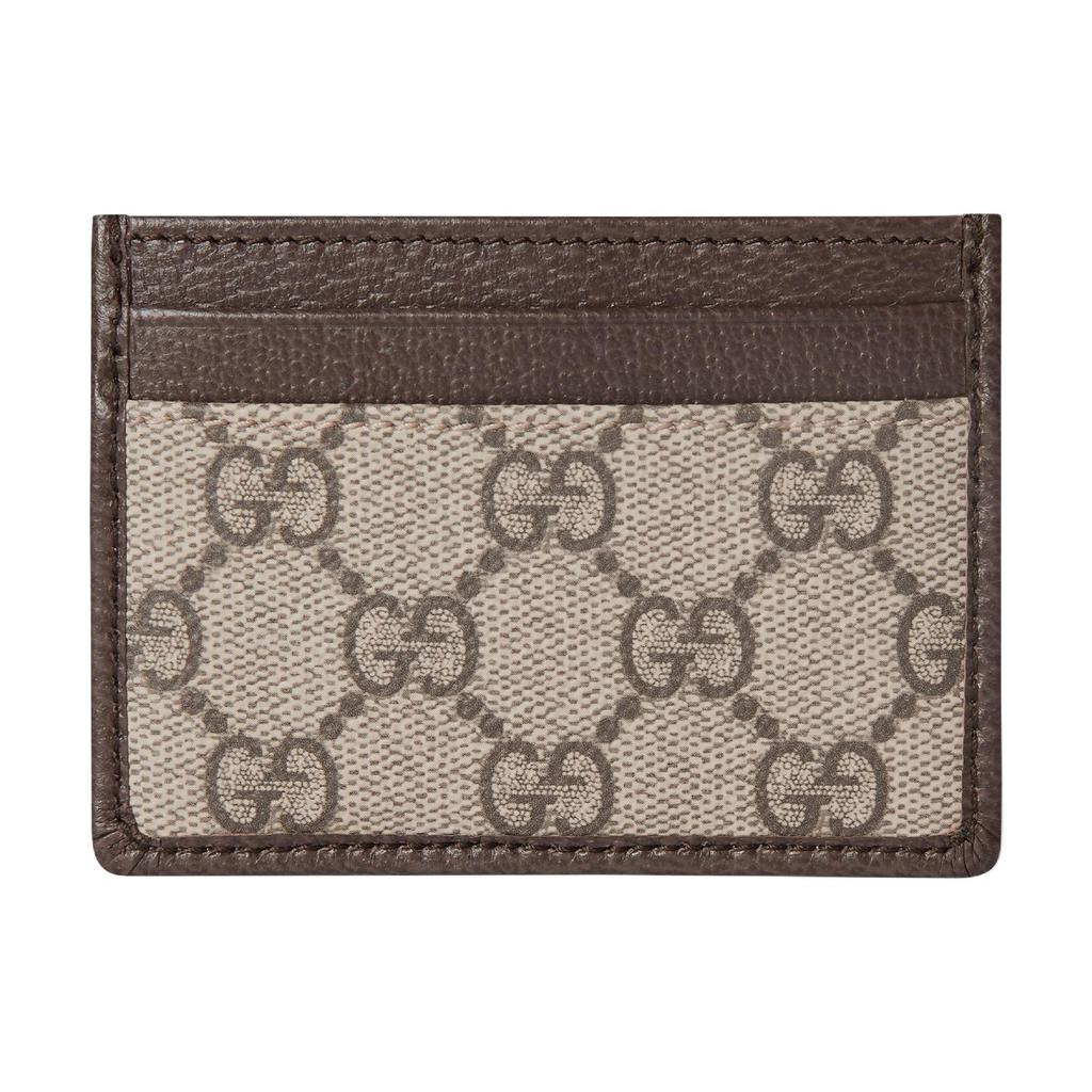 Gucci Ophidia Double G Logo Light Gold Hardware Leather And Canvas Card Holder Women Card Holder Beige Brown 838486-FAE0L-9746