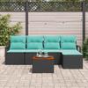 Garden Sofa Set with Cushions 6 pcs Black Poly Rattan