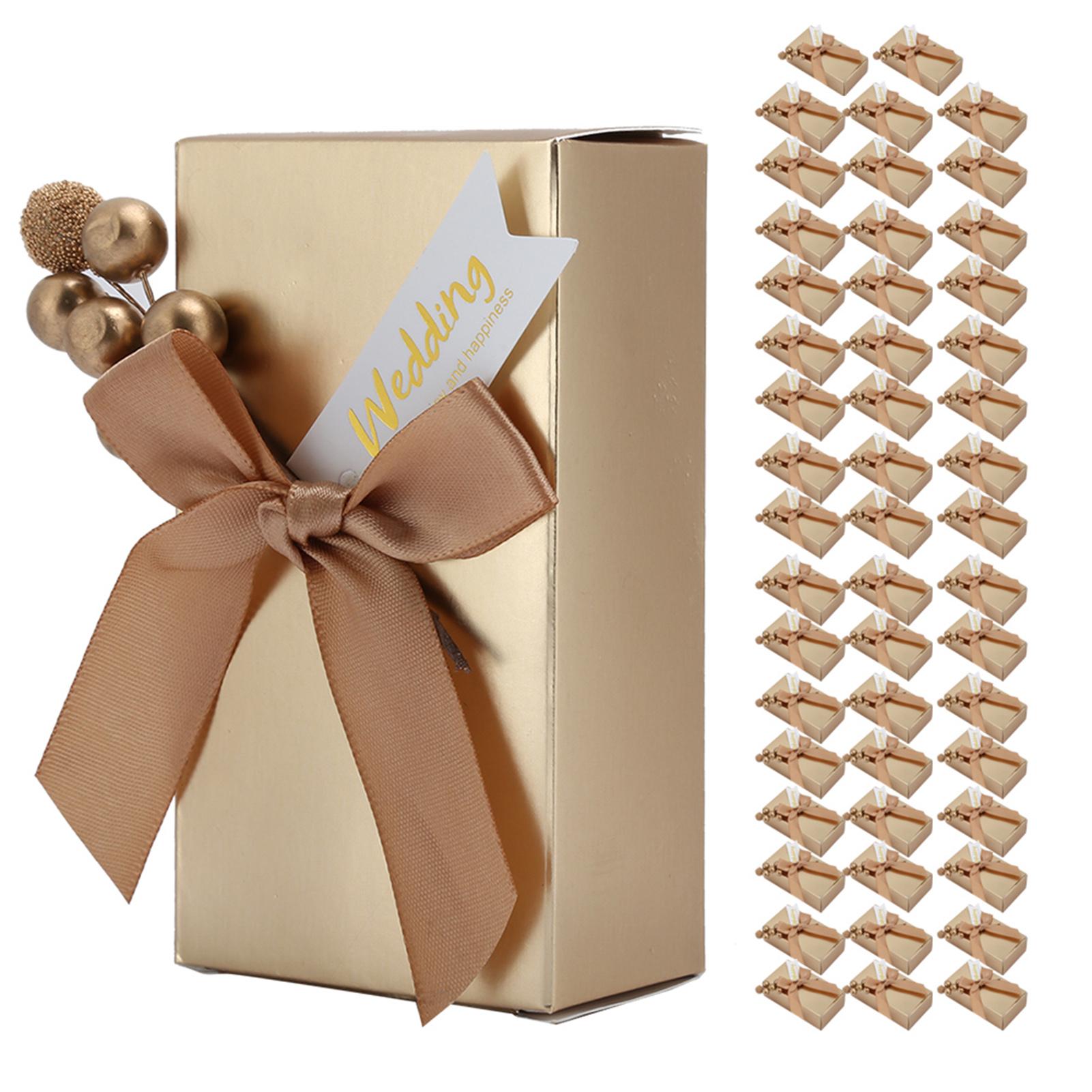 

50pcs Wedding Favors Candies Souvenirs Gift Paper Gift Box for Wedding with BowknotGold
