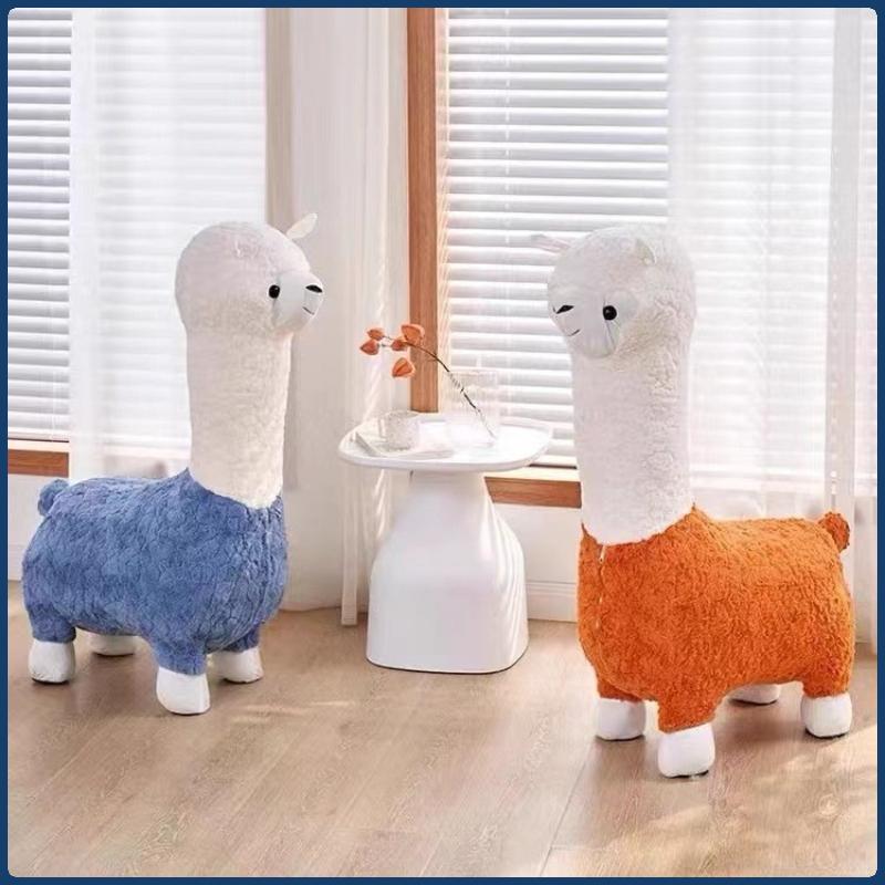 Oversized Alpaca Stool - Internet Famous Creative Plush Animal Seat, Living Room Floor Decor & Housewarming Gift, Furniture