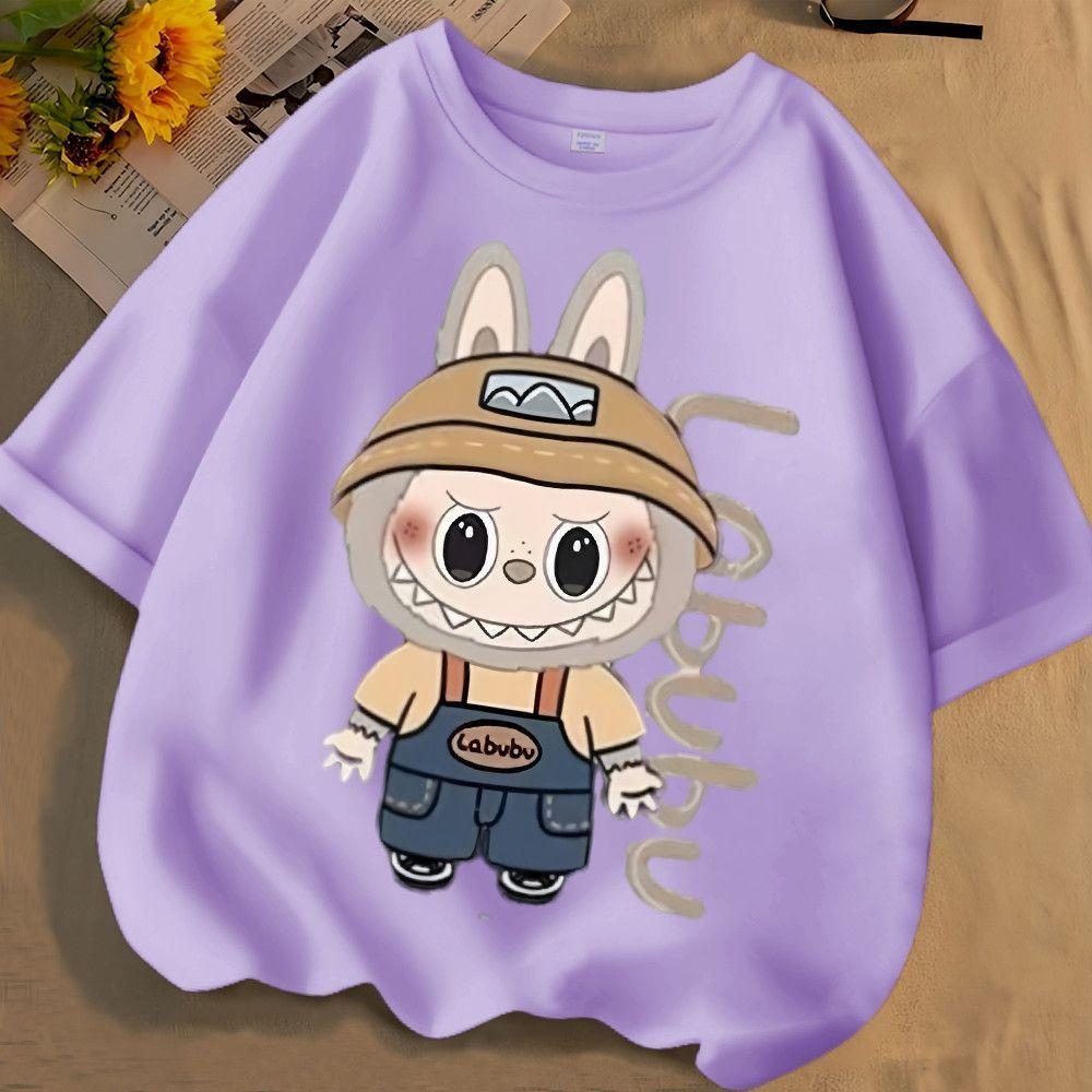 Labubu 3D Tištěné Oblečení Rodič Dítě Dámské Tričko Dětské Tričko Zábavné Anime Kreslené Tištěné Top s Krátkým Rukávem 100-160 S-6XL