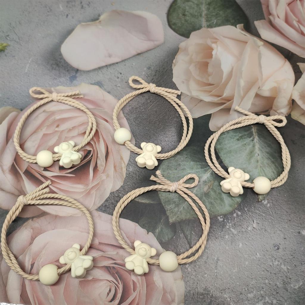 Women Hair Tie Girls Elastic Cute Elegant Ball Bear Shaped Pendant Hair Rope Ponytail Holder for