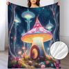 Lightweight Mushroom Pattern Flannel Throw Blanket, Soft and Warm, Suitable for Sofa, Home Leisure, Air Conditioning, Nap, Office Bed, Camping and Tra
