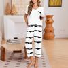 Women's Casual Printed Round Neck Loose Fit Short Sleeve T-Shirt and Set