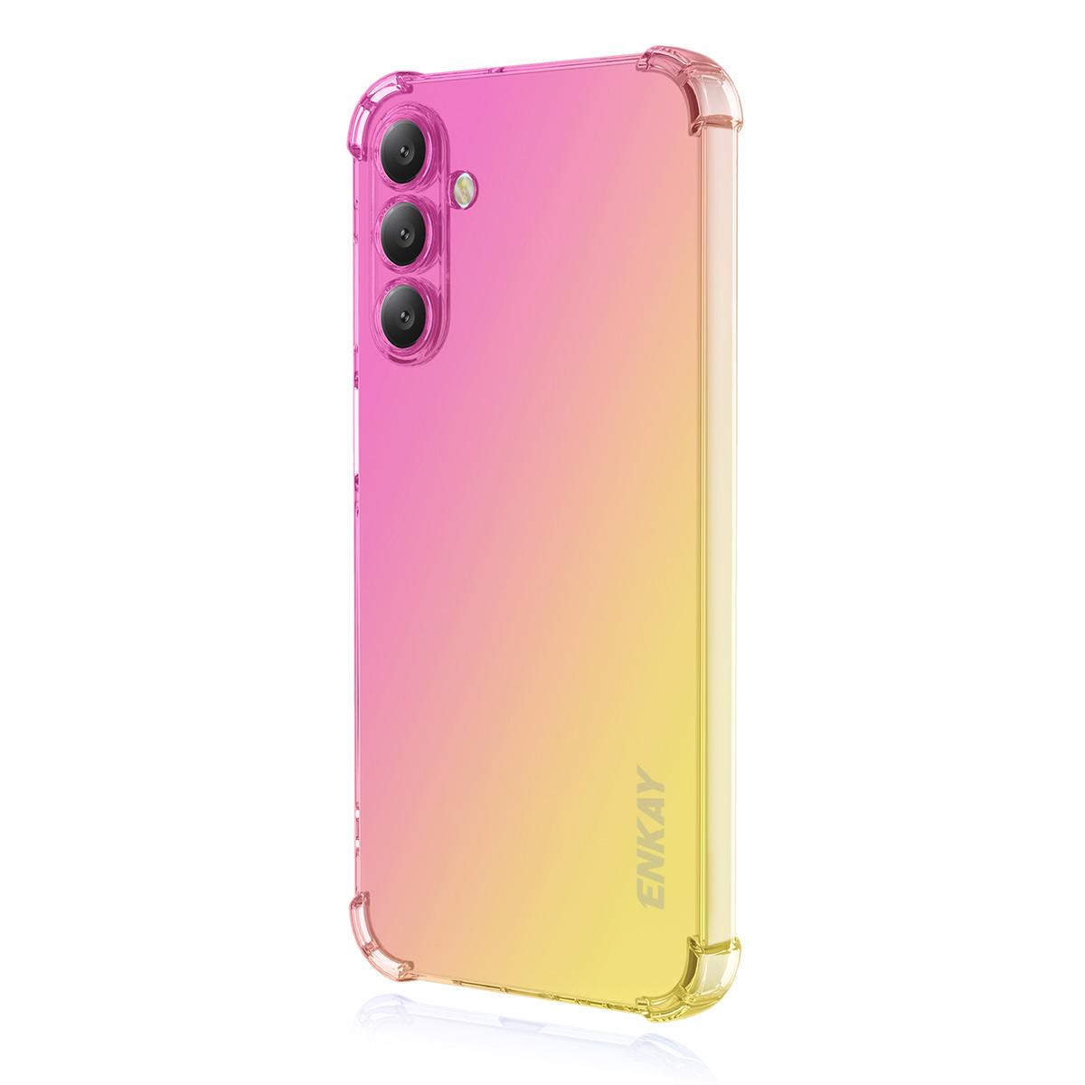 

For Samsung Galaxy A36 5G TPU Case ENKAY Thickened Four Corner Drop-Proof Phone Back Cover Pink/Gold