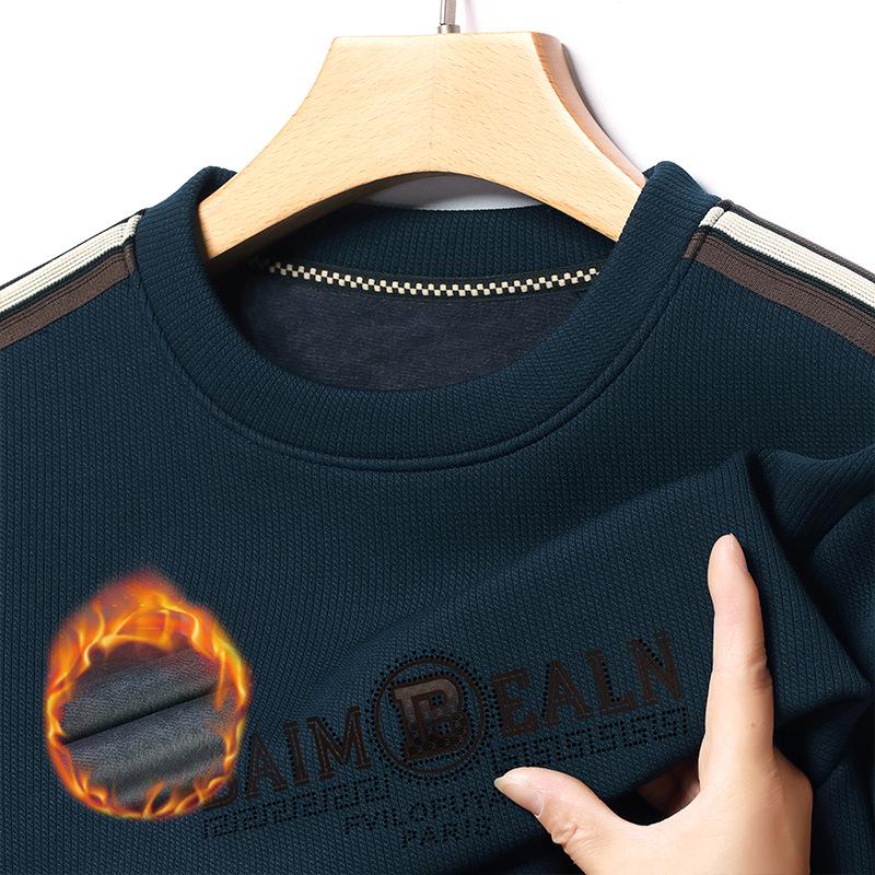 Winter Plus Velvet Men s Printed Hoodie: Long Sleeve, Round Neck, Loose Fit XXL