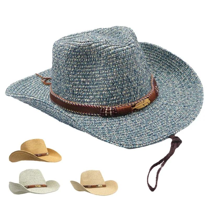 Freedom Outdoors Women's 2025 Summer Western Cowboy Top Hat Retro Style Sunshade Cowboy Straw Hat Cm