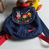 Japanese Miki Kids' Kindergarten Denim Backpack with Embroidery - Canvas School Bag for Boys and Girls