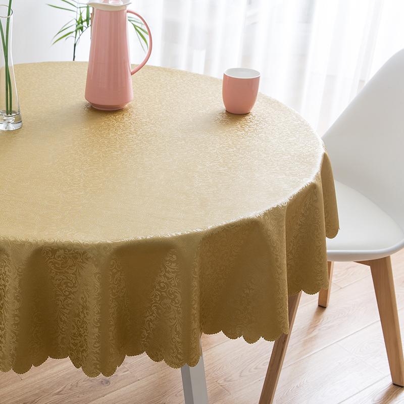 European Style Fabric Wedding Pad Round Household Printed Waterproof Desk Cloth Solid Color Hanging Non Washable Tablecloth